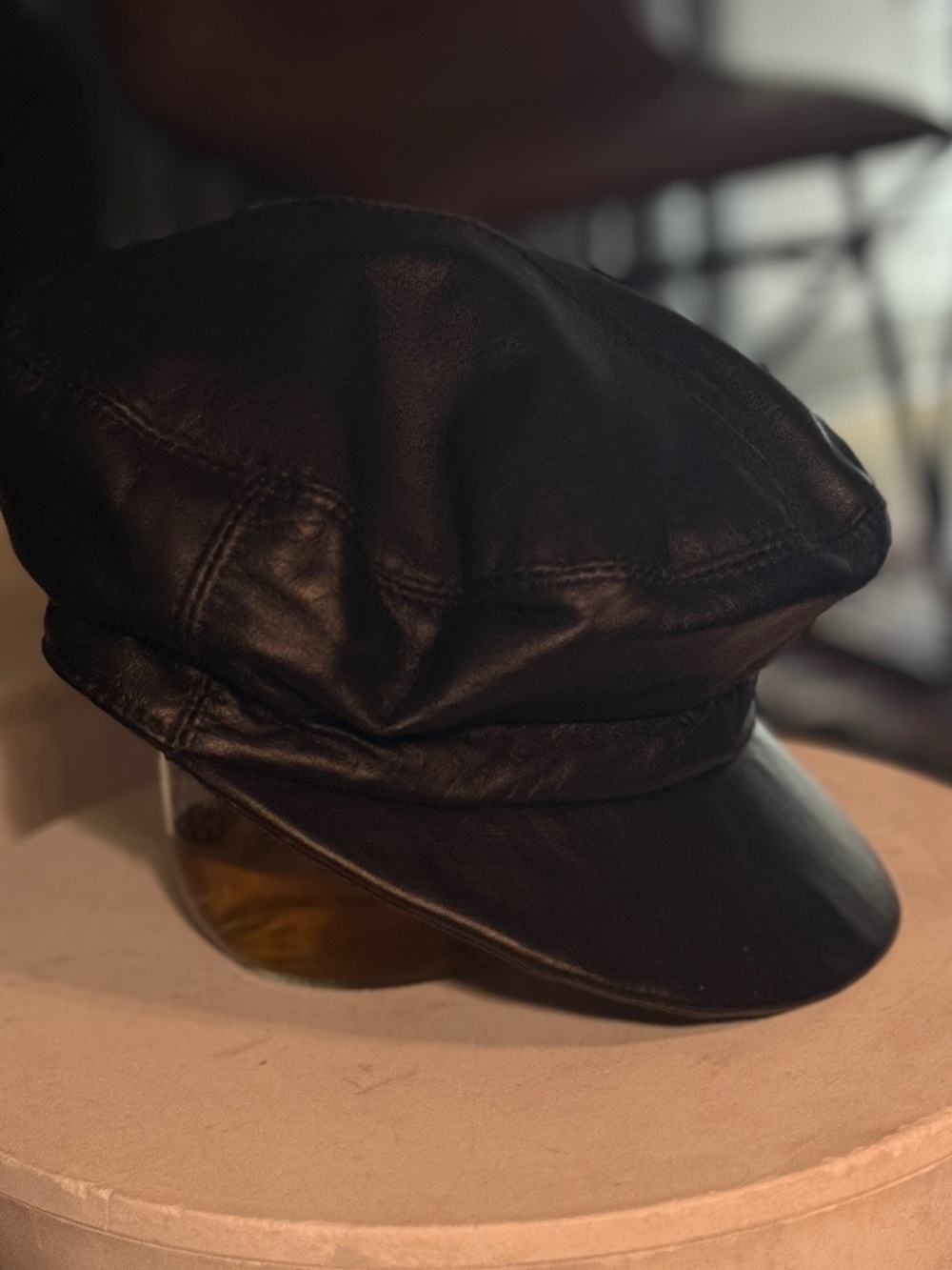 NORDSTROM Italian Leather Newsboy Cap